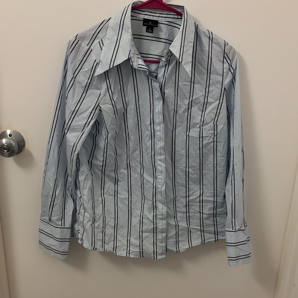 Worthington Men's Blue Striped Button-Down Shirt